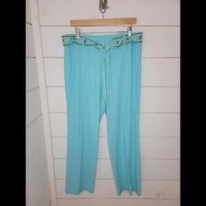 NWOT Studio JPR size 16 blue linen blend pants with embroidered belt